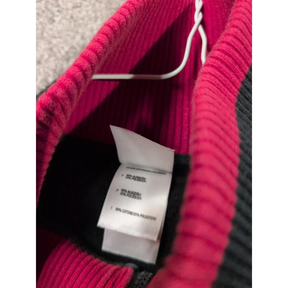 The North Face Mens M Full‎ Zip Track Jacket Black Pink Contrast Stitch Fleece